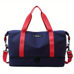 Large Capacity Weekender Duffle Bag Nylon Luggage Bag With Shoe Compartment