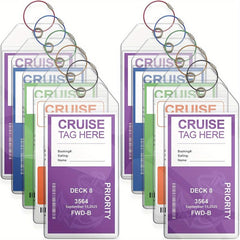 5pcs Cruise Luggage Tags Carnival Cruise Holders Zip Seal Steel Loops Waterproof