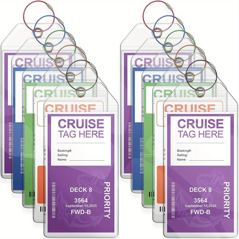 5pcs Cruise Luggage Tags Carnival Cruise Holders Zip Seal Steel Loops Waterproof