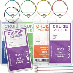 5pcs Cruise Luggage Tags Carnival Cruise Holders Zip Seal Steel Loops Waterproof