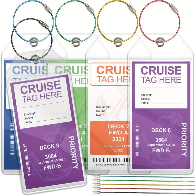5pcs Cruise Luggage Tags Carnival Cruise Holders Zip Seal Steel Loops Waterproof