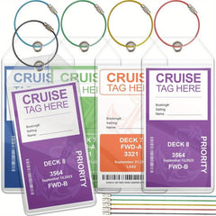 5pcs Cruise Luggage Tags Carnival Cruise Holders Zip Seal Steel Loops Waterproof