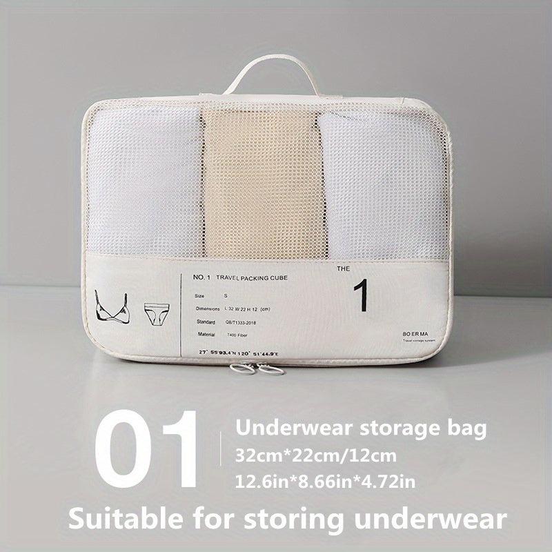 6Pcs Travel Packing Cubes Portable Mesh Clothes Storage Bag Underwear Sorting