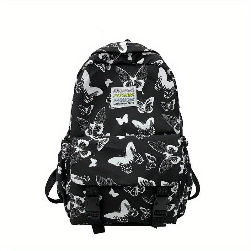 Butterfly Pattern Backpack Large Capacity Preppy School Book Bag