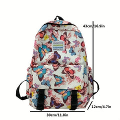 Butterfly Pattern Backpack Large Capacity Preppy School Book Bag
