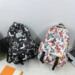 Butterfly Pattern Backpack Large Capacity Preppy School Book Bag