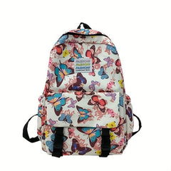 Butterfly Pattern Backpack Large Capacity Preppy School Book Bag