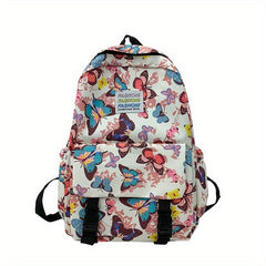 Butterfly Pattern Backpack Large Capacity Preppy School Book Bag