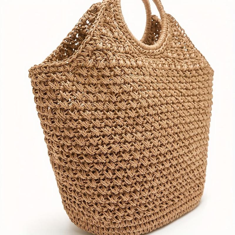 Raffia Straw Handbag Slouchy Crochet Large Capacity Shopping Handbag