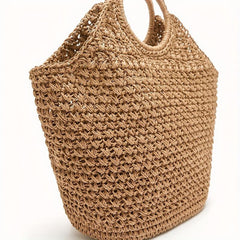 Raffia Straw Handbag Slouchy Crochet Large Capacity Shopping Handbag