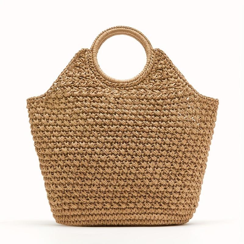 Raffia Straw Handbag Slouchy Crochet Large Capacity Shopping Handbag