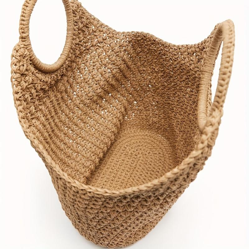 Raffia Straw Handbag Slouchy Crochet Large Capacity Shopping Handbag