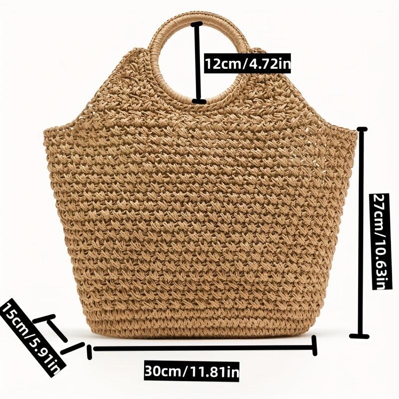 Raffia Straw Handbag Slouchy Crochet Large Capacity Shopping Handbag