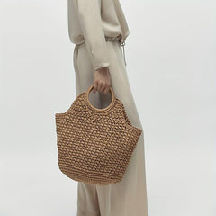 Raffia Straw Handbag Slouchy Crochet Large Capacity Shopping Handbag