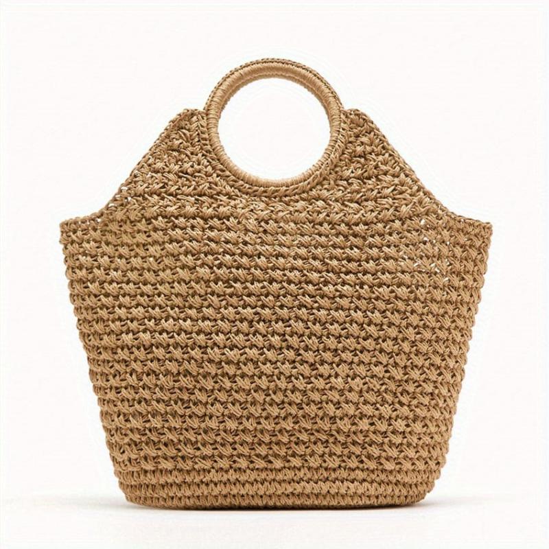 Raffia Straw Handbag Slouchy Crochet Large Capacity Shopping Handbag