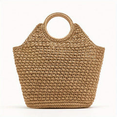 Raffia Straw Handbag Slouchy Crochet Large Capacity Shopping Handbag