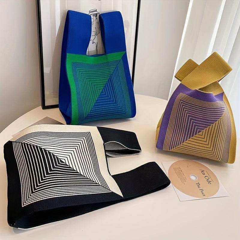 Geometric Pattern Handbag Fabric Crochet Tote