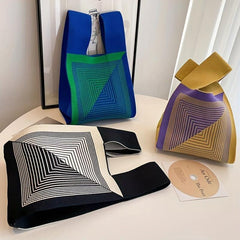 Geometric Pattern Handbag Fabric Crochet Tote
