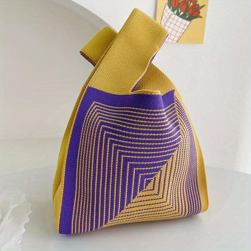 Geometric Pattern Handbag Fabric Crochet Tote