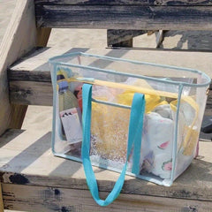 Clear Mesh Large Capacity Tote Beach Bag PVC Waterproof Sandproof Storage Bag