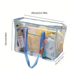 Clear Mesh Large Capacity Tote Beach Bag PVC Waterproof Sandproof Storage Bag