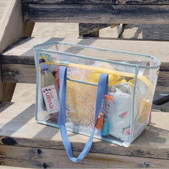 Clear Mesh Large Capacity Tote Beach Bag PVC Waterproof Sandproof Storage Bag