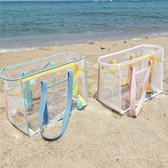 Clear Mesh Large Capacity Tote Beach Bag PVC Waterproof Sandproof Storage Bag