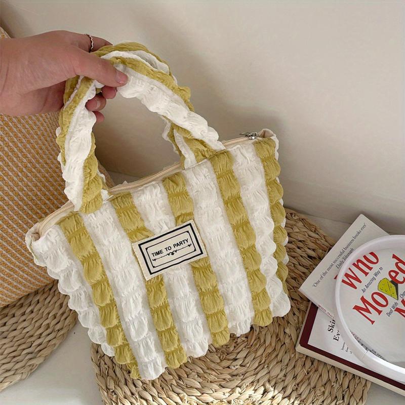 Colorblock Ruched Satchel Bag Niche Storage Handbag All Match Shopping Bag