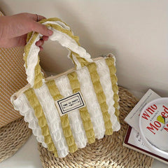 Colorblock Ruched Satchel Bag Niche Storage Handbag All Match Shopping Bag