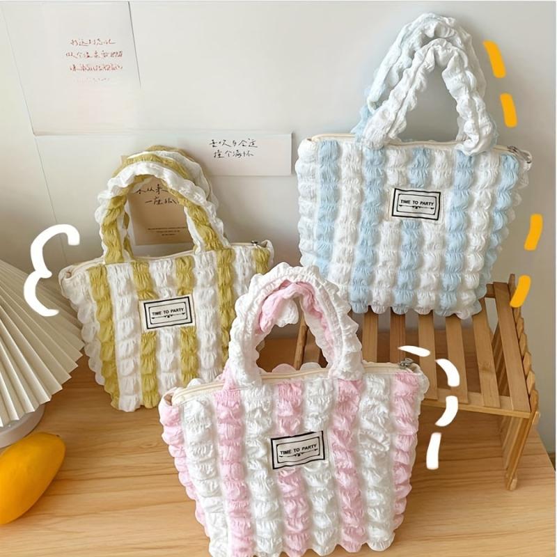 Colorblock Ruched Satchel Bag Niche Storage Handbag All Match Shopping Bag