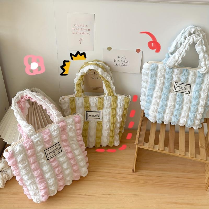 Colorblock Ruched Satchel Bag Niche Storage Handbag All Match Shopping Bag