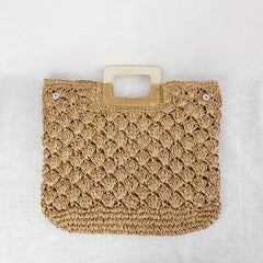 Straw Woven Beach Handbag Bohemian Tote Bag Women's Seaside Handbag