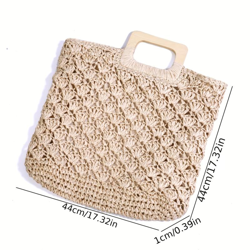 Straw Woven Beach Handbag Bohemian Tote Bag Women's Seaside Handbag