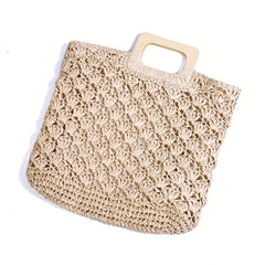 Straw Woven Beach Handbag Bohemian Tote Bag Women's Seaside Handbag