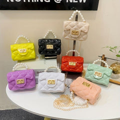 Small Quilted Crossbody Bag Turn Lock Chain Purse
