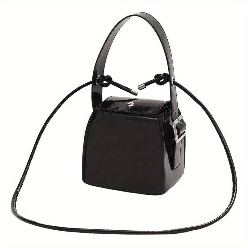 Mini Solid PU Leather Handbag for Women, Versatile Crossbody Bag & Purse