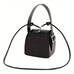 Mini Solid PU Leather Handbag for Women, Versatile Crossbody Bag & Purse