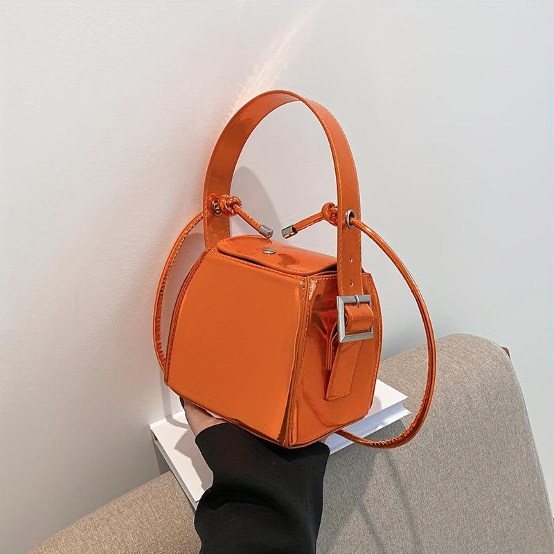 Mini Solid PU Leather Handbag for Women, Versatile Crossbody Bag & Purse