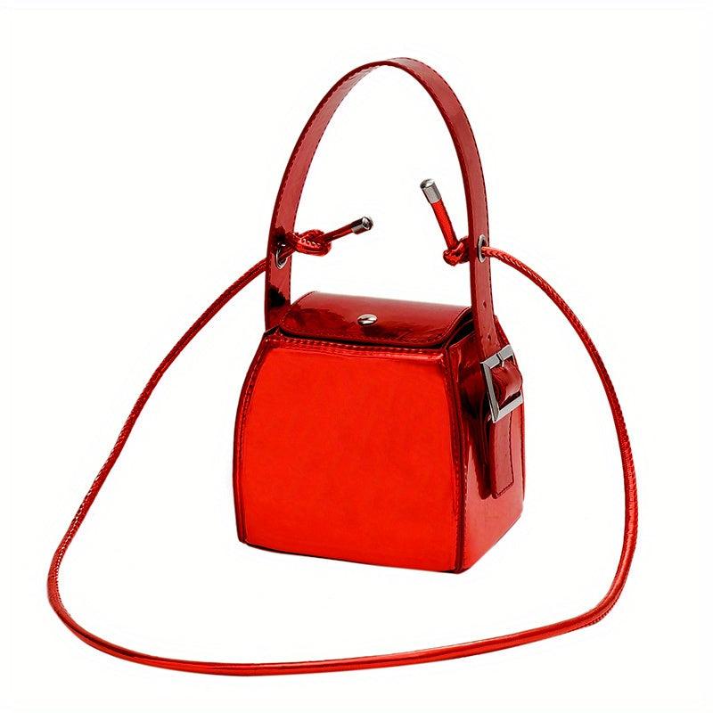 Mini Solid PU Leather Handbag for Women, Versatile Crossbody Bag & Purse