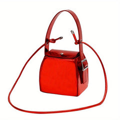 Mini Solid PU Leather Handbag for Women, Versatile Crossbody Bag & Purse