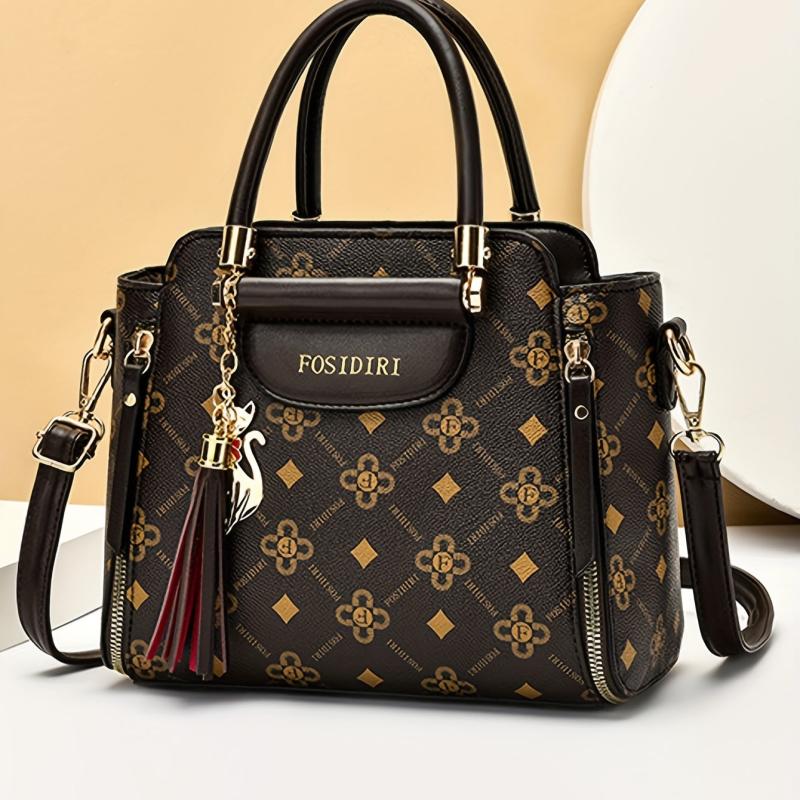 Tassel Pendant Top Handle Satchel Crossbody Bag