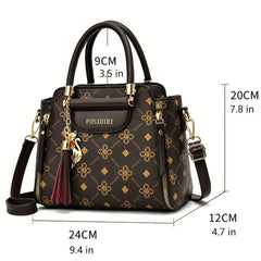 Tassel Pendant Top Handle Satchel Crossbody Bag