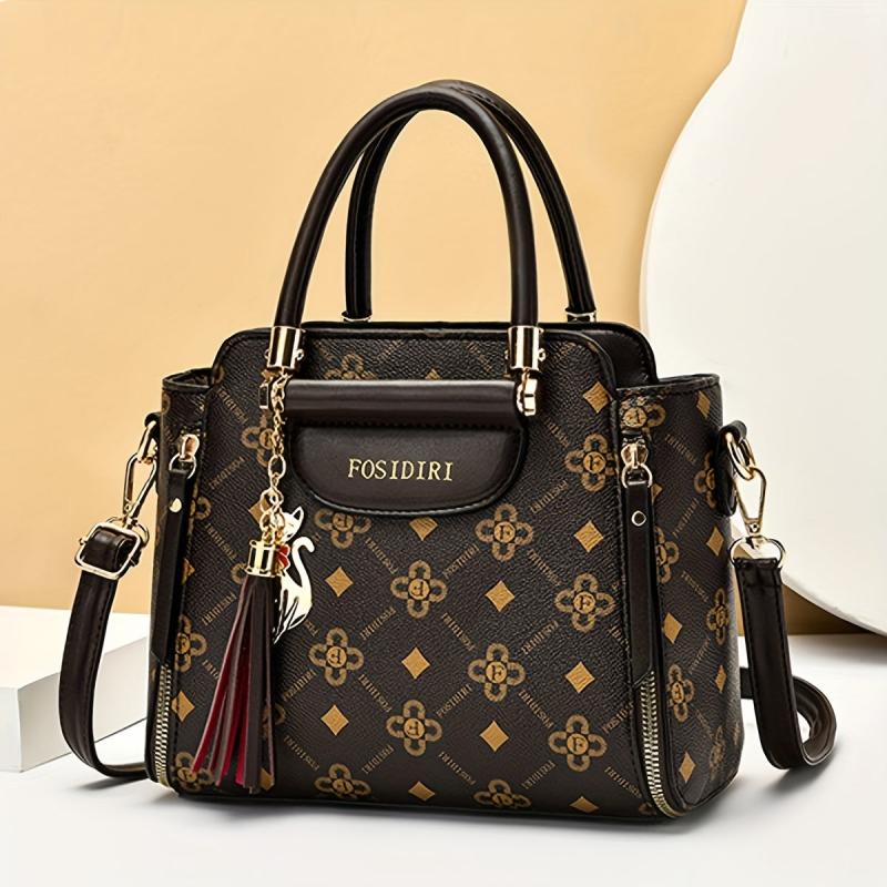 Tassel Pendant Top Handle Satchel Crossbody Bag