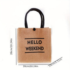 Weekend Print Tote Bag Reusable Burlap Shopping Bag