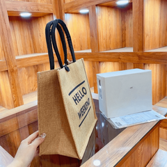 Weekend Print Tote Bag Reusable Burlap Shopping Bag