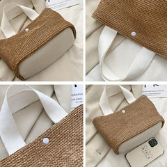 Large Capacity Straw Woven Handbag Lightweight Satchel Bag