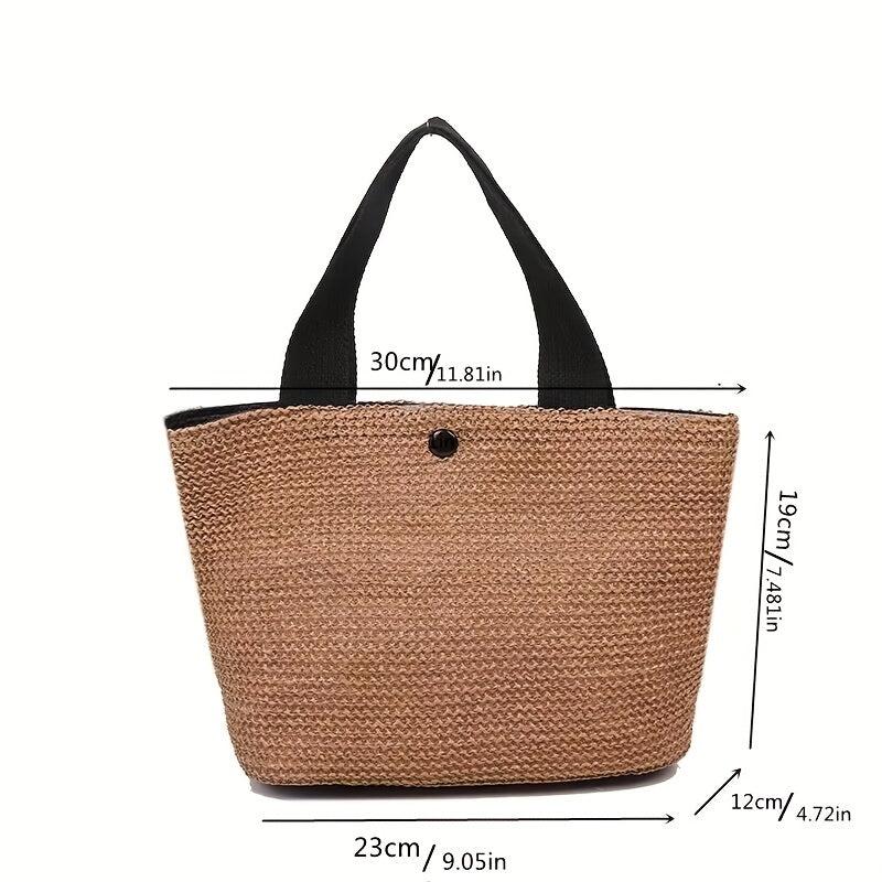 Large Capacity Straw Woven Handbag Lightweight Satchel Bag