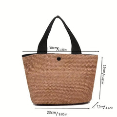 Large Capacity Straw Woven Handbag Lightweight Satchel Bag
