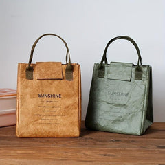 Vintage Letter Print Satchel Bag Lightweight Versatile Lunch Storage Handbag