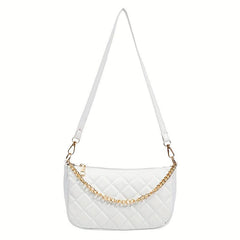 Argyle Quilted Shoulder Bag Metal Chain Detail Underarm HandBag